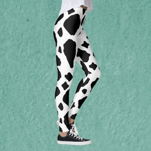 Schwarz-weißer Kuhdruck Muster Süß Leggings
