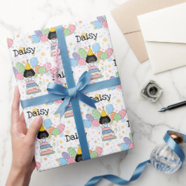 Schwarz-weißer Labradoodle Hund zum Geburtstag Geschenkpapier