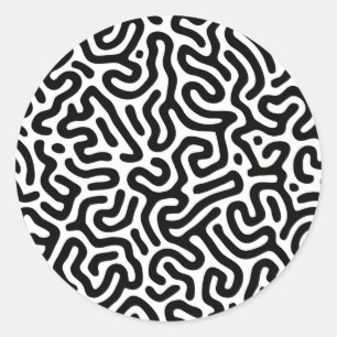 Schwarz-weißer Labyrinth-Muster-Linie dekorativer  Runder Aufkleber
