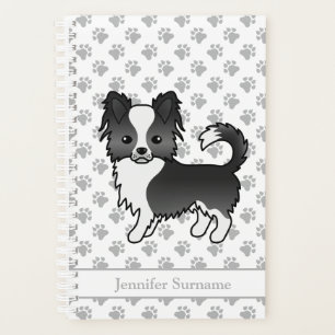 Schwarz-weißer Langhaar-Chihuahua-Hund & Text Planer