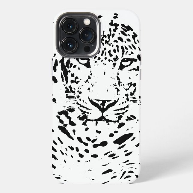 Schwarz-weißer Leopard iPhone Hülle (Rückseite)