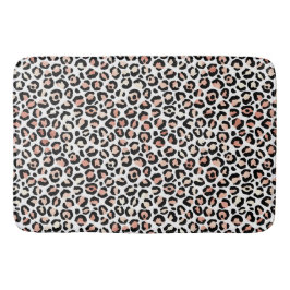 Schwarz-weißer Leopardendruck in Rosa            Badematte