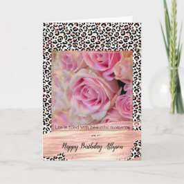 Schwarz-weißer Leopardendruck in Rosa Karte