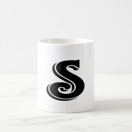 Schwarz-weißer Letter-S-Monogramm Kaffeetasse