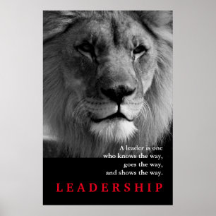 Schwarz-weißer Lion Motivierend Leadership Zitat Poster
