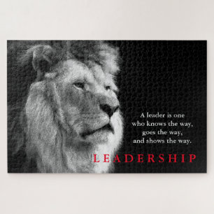 Schwarz-weißer Lion Motivierend Leadership Zitat Puzzle
