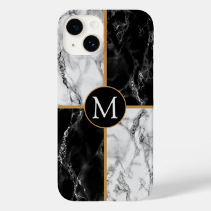 Schwarz-weißer Marble Benutzerdefinierter iPhone-L Case-Mate iPhone 14 Hülle