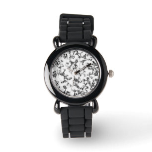 Schwarz-weißer Marmor Armbanduhr