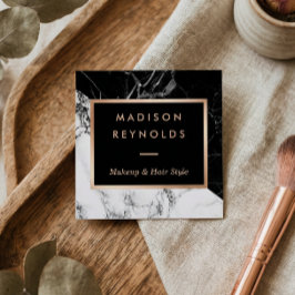 Schwarz-weißer Marmorsalon Rose Gold Schönheitssal Quadratische Visitenkarte