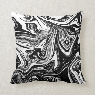 Schwarz-weißer Marmorwirbel elegant chic trendy Kissen
