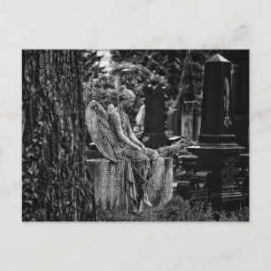 Schwarz-weißer melancholischer Engel Postkarte