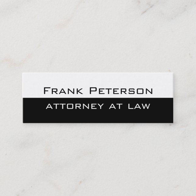 Schwarz-weißer minimalistischer moderner Anwalt Mini Visitenkarte (Vorderseite)