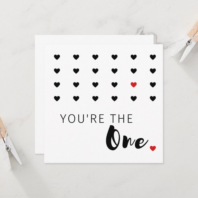 Schwarz-weißer Minimalistischer Valentinstag Karte (Vorderseite/Rückseite Beispiel)