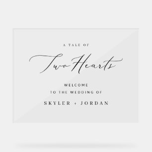 Schwarz-weißer moderner Minimal-Hochzeitsempfang Acrylschild