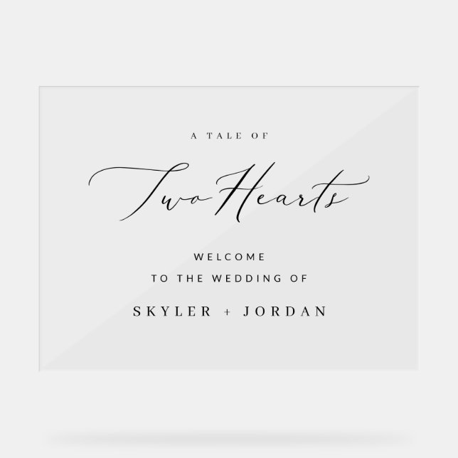 Schwarz-weißer moderner Minimal-Hochzeitsempfang Acrylschild (Vorderseite)