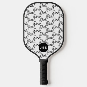Schwarz-weißer, moderner Monogramm-Dink Pickleball Schläger
