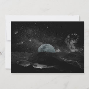 Schwarz-weißer Mond Nachthimmel Berggalaxie Pos Einladung