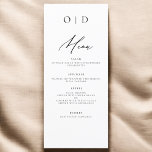 Schwarz-weißer Monogram Elegant Wedding Empfang Menükarte<br><div class="desc">Das Minimalistische Schwarz-Weiß-Hochzeitsmenü, eine raffinierte und elegante Ergänzung zu Ihrem Hochzeitstisch, die zeitlos modernes Design mit zeitloser Eleganz vereint. Diese Speisekarten, die mit Präzision und minimalistischer Ästhetik gestaltet wurden, sollen Ihre Essgewohnheiten verbessern und Ihren Gästen einen bleibenden Eindruck verließe. Der markante Kontrast von Schwarz und Weiß verströmt ein Gefühl von...</div>
