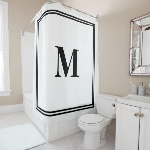 Schwarz-weißer Monogramm anfänglicher Individuelle Duschvorhang