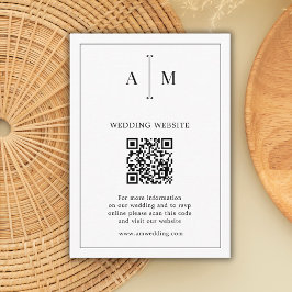 Schwarz-weißer monogramm Minimal QR Code Hochzeit Begleitkarte