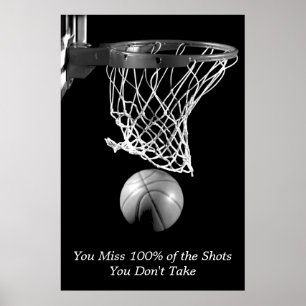 Schwarz-weißer Motivierend Basketball-Sport Poster
