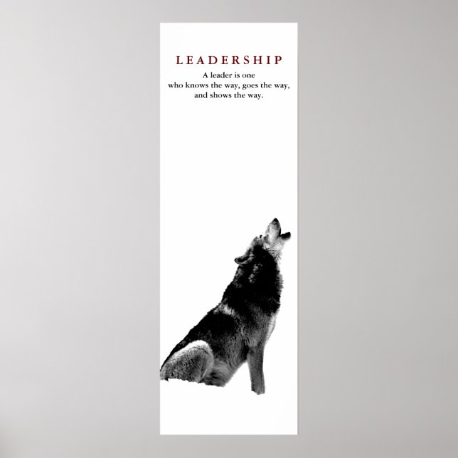 Schwarz-weißer Motivierend Leitartikel Wolf Poster (Vorne)