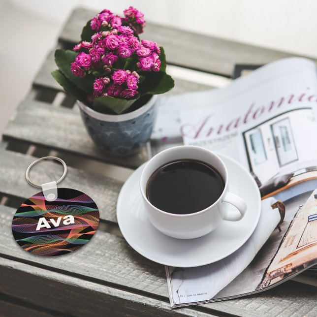 Schwarz-weißer Name der Farbwelle Schlüsselanhänger (Von Creator hochgeladen)