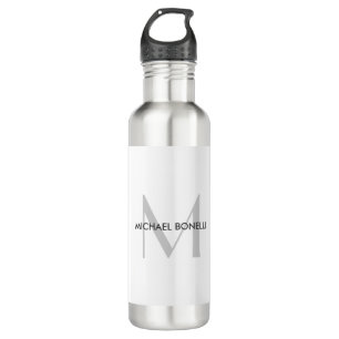 Schwarz-weißer Name der grauen Monogramm Edelstahlflasche