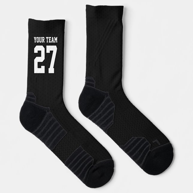 Schwarz-weißer Name des Sportteams Basketball Socken (Rechts)