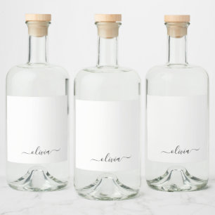 Schwarz-weißer Name für das Girl-Monogramm Alkoholflaschenetikett