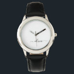 Schwarz-weißer Name für das Girl-Monogramm Armbanduhr<br><div class="desc">Schwarz und Weiß einfache Script Monogram Name Watch. Das macht den perfekten 16 Geburtstag,  Hochzeit,  Brautparty,  Jubiläum,  Babydusche oder Junggeselinnen-Abschied Geschenk für jemanden,  der Lieben glamourösen Luxus und schicke Stile.</div>