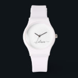 Schwarz-weißer Name für das Girl-Monogramm Armbanduhr<br><div class="desc">Schwarz und Weiß einfache Script Monogram Name Watch. Dies macht den perfekten Abschluss,  Geburtstag,  Hochzeit,  Brautparty,  Jubiläum,  Babydusche oder Junggeselinnen-Abschied Geschenk für jemanden,  die Lieben glamourösen Luxus und schicke Stile.</div>