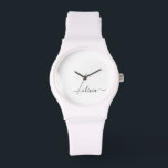 Schwarz-weißer Name für das Girl-Monogramm Armbanduhr<br><div class="desc">Schwarz und Weiß einfache Script Monogram Name Watch. Dies macht den perfekten Abschluss,  Geburtstag,  Hochzeit,  Brautparty,  Jubiläum,  Babydusche oder Junggeselinnen-Abschied Geschenk für jemanden,  die Lieben glamourösen Luxus und schicke Stile.</div>