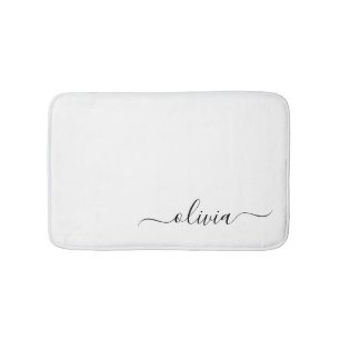 Schwarz-weißer Name für das Girl-Monogramm Badematte