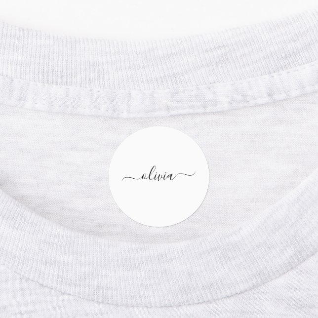 Schwarz-weißer Name für das Girl-Monogramm Etiketten (Befestigt)