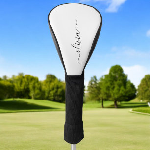 Schwarz-weißer Name für das Girl-Monogramm Golf Headcover