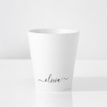Schwarz-weißer Name für das Girl-Monogramm Milchtasse<br><div class="desc">Schwarz-Weiß-Einfache Script Monogram Name Latte Coffee Cup Tasse. Das macht den perfekten 16 Geburtstag,  Hochzeit,  Brautparty,  Jubiläum,  Babydusche oder Junggeselinnen-Abschied Geschenk für jemanden,  der Lieben glamourösen Luxus und schicke Stile.</div>