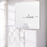 Schwarz-weißer Name für das Girl-Monogramm Mini Basketball Netz<br><div class="desc">Schwarz und Weiß einfache Script Monogram Name Mini Basketball Hoop. Das macht den perfekten 16 Geburtstag,  Hochzeit,  Brautparty,  Jubiläum,  Babydusche oder Junggeselinnen-Abschied Geschenk für jemanden,  der Lieben glamourösen Luxus und schicke Stile.</div>