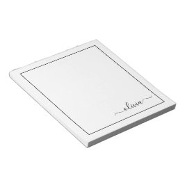Schwarz-weißer Name für das Girl-Monogramm Notizblock