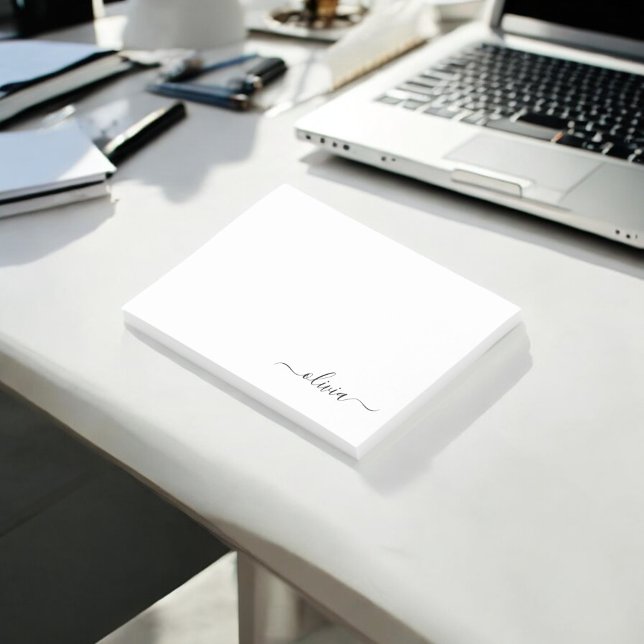 Schwarz-weißer Name für das Girl-Monogramm Post-it Klebezettel (Von Creator hochgeladen)