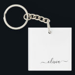 Schwarz-weißer Name für das Girl-Monogramm Schlüsselanhänger<br><div class="desc">Schlüsselanhänger für den einfachen Monogrammnamen Schwarz und Weiß. Das macht den perfekten 16 Geburtstag,  Hochzeit,  Brautparty,  Jubiläum,  Babydusche oder Junggeselinnen-Abschied Geschenk für jemanden,  der Lieben glamourösen Luxus und schicke Stile.</div>