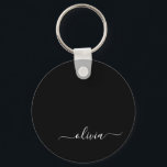 Schwarz-weißer Name für das Girl-Monogramm Schlüsselanhänger<br><div class="desc">Keychains (Key Chain) sind die Keylines für Monogramm mit schwarzen und weißen einfachen Skripten. Das macht den perfekten 16 Geburtstag,  Hochzeit,  Brautparty,  Jubiläum,  Babydusche oder Junggeselinnen-Abschied Geschenk für jemanden,  der Lieben glamourösen Luxus und schicke Stile.</div>