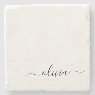 Schwarz-weißer Name für das Girl-Monogramm Steinuntersetzer