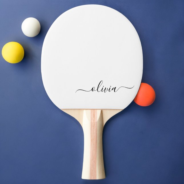 Schwarz-weißer Name für das Girl-Monogramm Tischtennis Schläger (Von Creator hochgeladen)