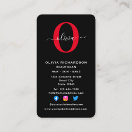 Schwarz-weißer Name für ein Monogramm-Script Visitenkarte