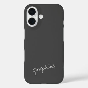 Schwarz-weißer Name für Minimalistische Handschrif iPhone 16 Hülle