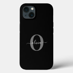Schwarz-weißer Name für Monogramm-Skript Case-Mate iPhone Hülle