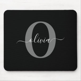 Schwarz-weißer Name für Monogramm-Skript Mousepad