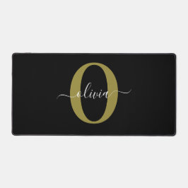 Schwarz-weißer Name für personalisierte Monogramm- Schreibtischunterlage