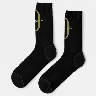 Schwarz-weißer Name für personalisierte Monogramm- Socken